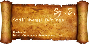 Széphegyi Dénes névjegykártya